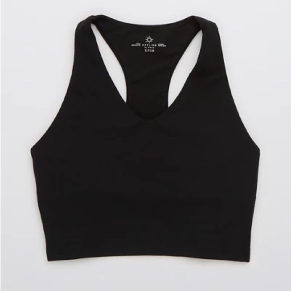 Aerie Black Longline Racerback V-Neck Sports Bra